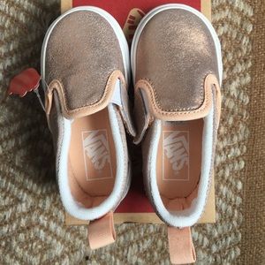 Vans Slip-on V- Rose Gold Leather- Toddler size 6